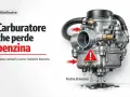 Carburatore che perde benzina, un problema comune che incide su quanto costa rifare un motore benzina. Le frecce indicano le perdite.