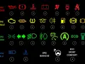 Cruscotto auto: spie rosse, gialle, verdi e blu. La spia gialla del motore indica un problema con la combustione diesel.