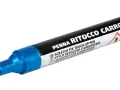 Pennarello per carrozzeria auto funziona per ritoccare graffi. Il tappo blu è accanto.