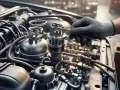 Meccanico che lavora sul motore GPL. La manutenzione regolare è fondamentale per capire quanto dura un motore GPL e garantirne l'efficienza nel tempo.