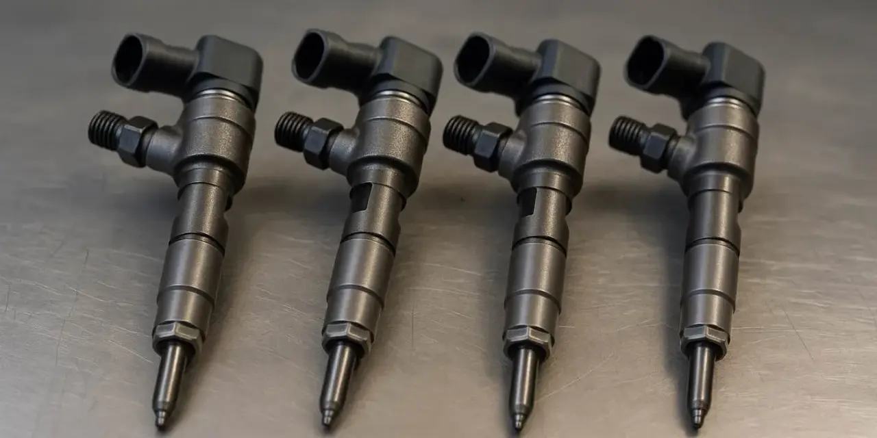 Quattro iniettori common rail, componenti cruciali per evitare problemi ai motori diesel.