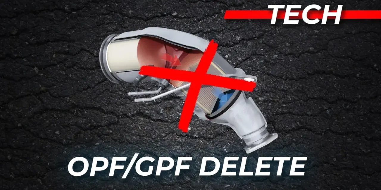 Filtro antiparticolato benzina problemi: sezione di un OPF/GPF con una grande X rossa, indicando la rimozione.