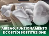 Interno auto con airbag gonfiati. Scopri di cosa è fatto l'airbag e come funziona per la tua sicurezza.
