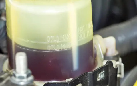 Serbatoio liquido servosterzo con indicazioni min/max a freddo e a caldo. Controllare il livello per un corretto funzionamento del servosterzo.