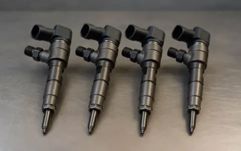 Quattro iniettori common rail, componenti cruciali per evitare problemi ai motori diesel.
