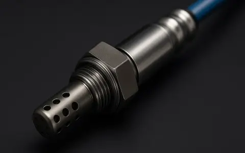 Sensore lambda macchina in metallo con cavo blu, parte essenziale per il controllo delle emissioni.