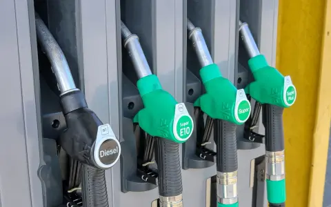 Pompe di gas e benzina: una nera per il Diesel, tre verdi per Super E10, Super e Super Plus.