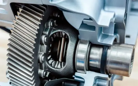 Sezione di un differenziale con ingranaggi metallici e cuscinetti.