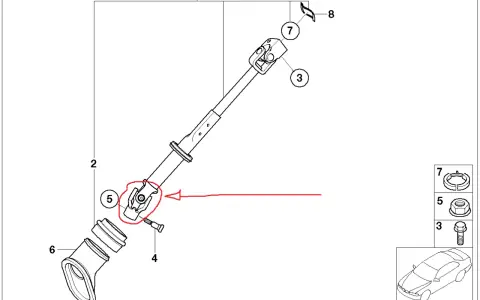 Giunto cardanico del piantone sterzo, parte essenziale per la trasmissione del movimento al volante.