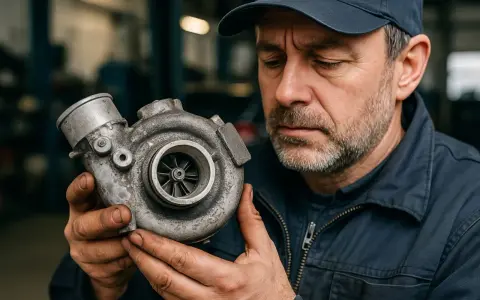 Meccanico esamina un turbo, pensando a come capire se il turbo non funziona.