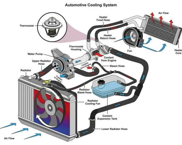 Il radiatore serve a raffreddare il liquido motore. Il liquido caldo scorre attraverso le alette, dove l'aria lo raffredda, evitando il surriscaldamento.