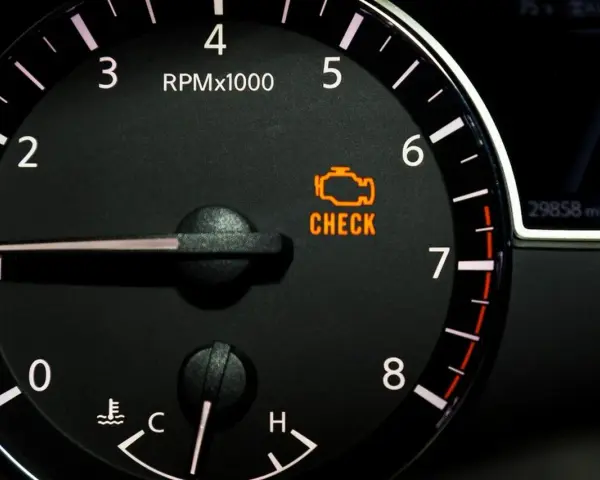 Spia motore accesa sul cruscotto. Il suo eobd significato è un avviso di problemi.