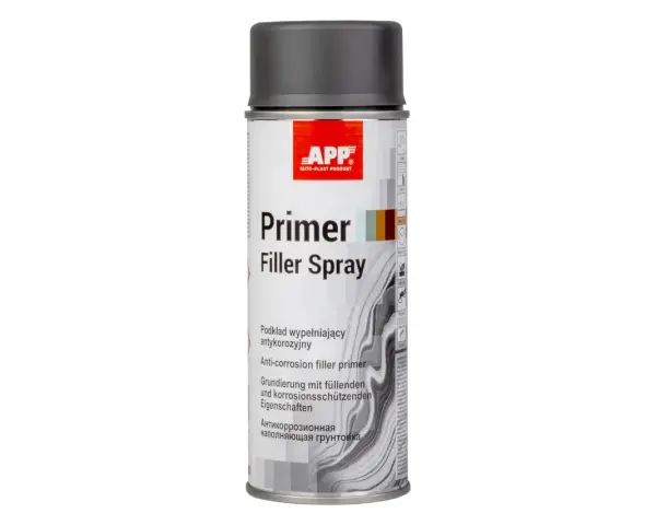 Bomboletta spray di primer vernice APP, ideale per riempire e proteggere dalla corrosione.