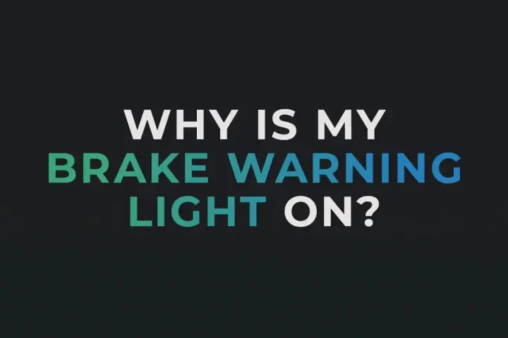 Spia freni gialla accesa? Il testo chiede "Why is my brake warning light on?".