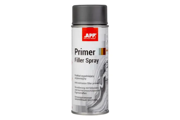 Bomboletta spray di primer vernice APP, ideale per riempire e proteggere dalla corrosione.