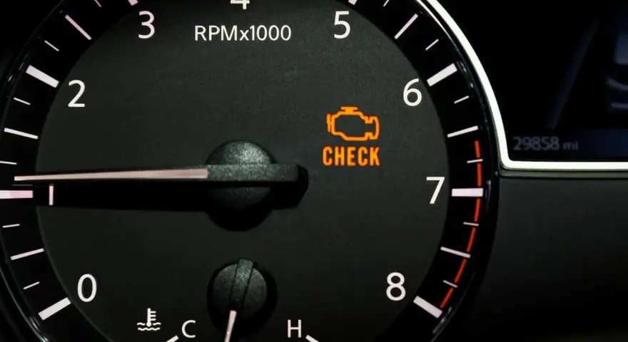 Spia motore accesa sul cruscotto. Il suo eobd significato è un avviso di problemi.
