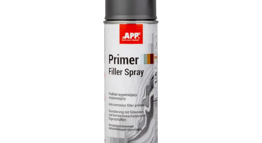 Bomboletta spray di primer vernice APP, ideale per riempire e proteggere dalla corrosione.