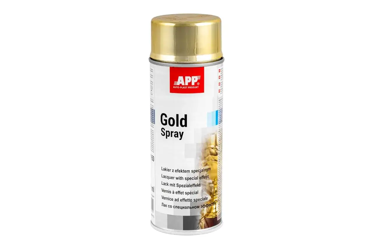 Bomboletta spray oro per verniciare con effetto speciale su ferro.